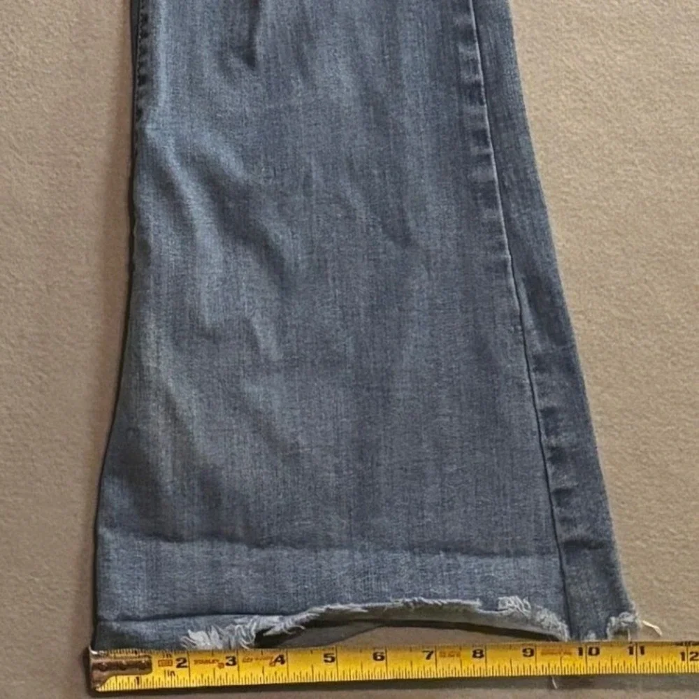 Pink Label Denim Co Distressed Flare Jeans Stretch Blue Sz Wide leg Y2K